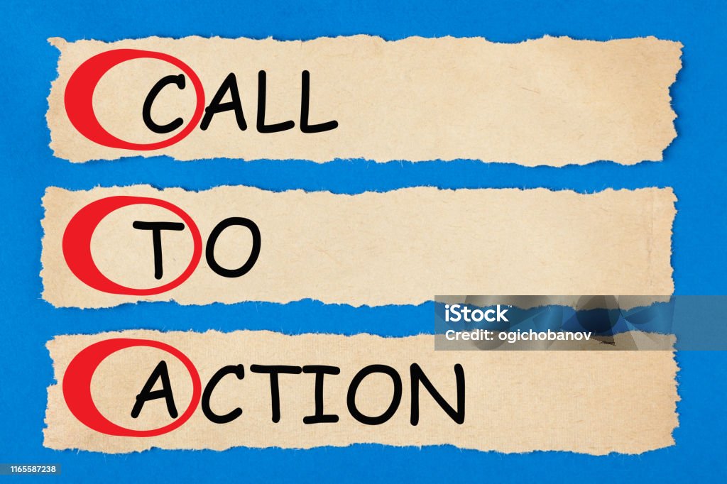 call to action written text on torn pieces of paper. acronym cta.